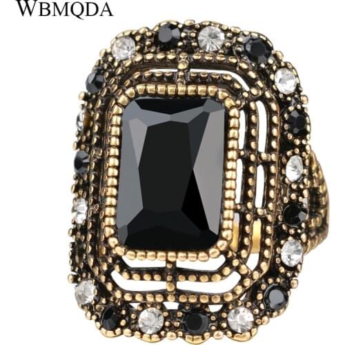 2018 Fashion Green Ring Tibet Alloy Color Gold Mosaic Resin Crystal Bijoux Femme Rings For Women