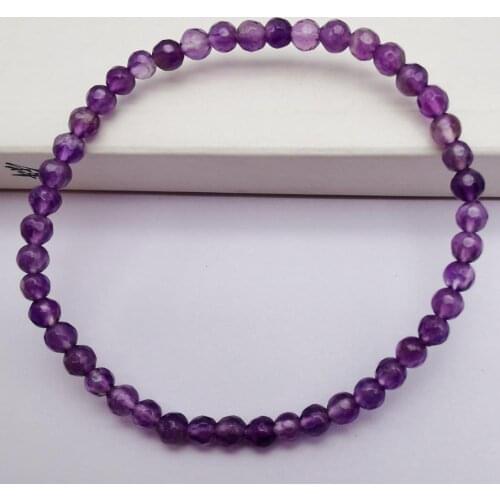 4MM Purple Crystal Stone Faceted Beads GEM Bracelet Bangle Stretch 7 Inch Jewelry G103