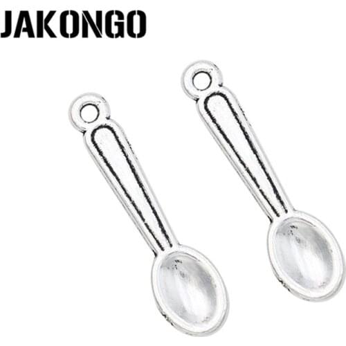 40pcs Tibetan Silver Plated Spoon Charms Pendants for Jewelry Making Bracelet Necklace DIY Handmade 24x6mm