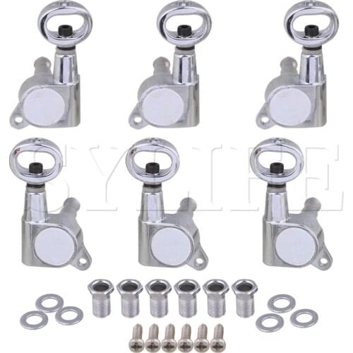 6 x Chrome Hollow Closed Folk Guitar Tuning Pegs Tuners Heads 4x3.7cm