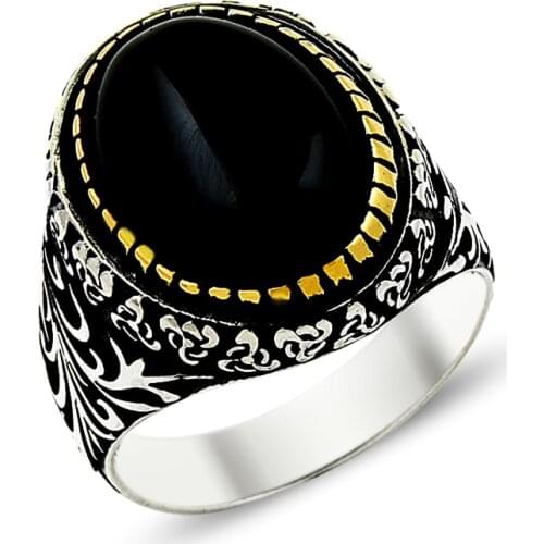 925 Silver Classic Ottoman Style Men Ring for Men