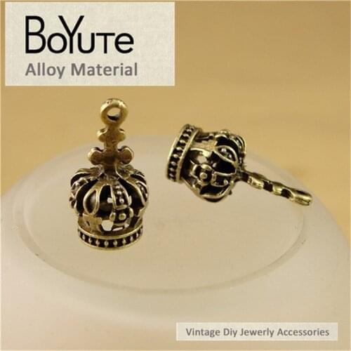 BoYuTe (50 Pieces/Lot) 18*9*9MM Antique Bronze Plated Zinc Alloy Vintage Diy Crown Charms for Jewelry Making
