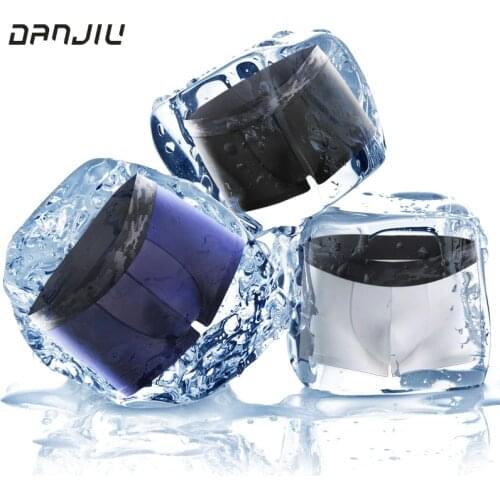 DANJIU Thin Transparent Ice Silk Male Underwear One Piece Seamless Soft Man Boxer Shorts Sexy Mens Underpants Summer Panties