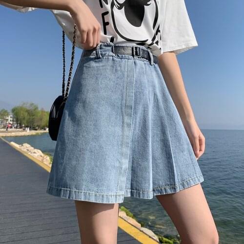 Denim skirt female summer tide a-line skirt short skirt high waist half-length denim skirt spring and autumn