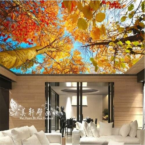 Beibehang Custom mural Autumn leaves nature landscape sun background of wall paper ceiling 3d mural 3d wallpaper for walls