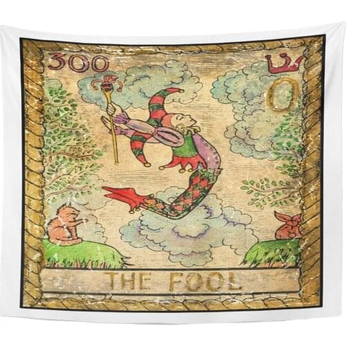 The Fool Full Colorful Deck Major Arcana Old Tarot Home Decor Tapestry Wall Hanging for Living Room Bedroom Dorm 50x60 Inches