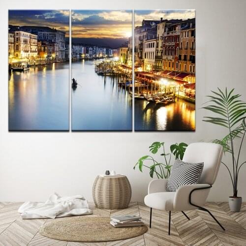 HD Print 3 piece canvas art paintings Venice water city boat river modern room decor canvas wall art posters and prints artwork