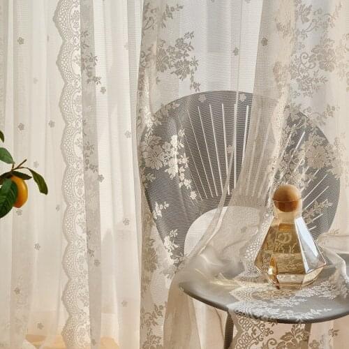 Warp Yarn Lace Chiffon Lace French People Impervious Curtains for Living Dining Room Bedroom Study Windows and Blackout Balcony