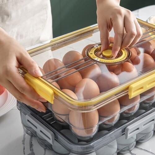 Kitchen Refrigerator Egg Holder Food Storage Box with Lid Organizer Fresh Egg Tray Storage Case Transparent Seal Egg Storage Box