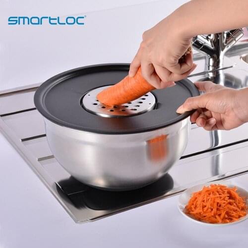 Mixing Bowl Stainless Steel Non-Slip DIY Cake Bread Salad Mixer Kitchen Baking Cooking Tool with Cover Grater Food Container