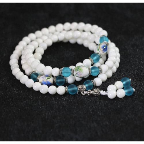 Multicolor white porcelain stone beads Multilayer 6mm 108 round loose beads strand Bracelets fashion female diy bracelets B787
