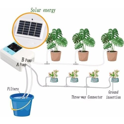 Upgraded Solar Energy Charging Intelligent Garden Automatic Watering Device Potted Plant Drip Irrigation Water Pump Timer System