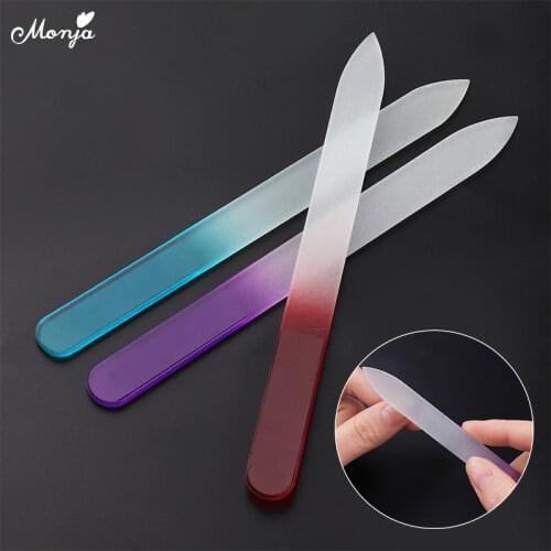 Monja 1Pcs Nail Art Double Side Crystal Glass Nails Files Random Color Polishing Sanding Buffer Nails Filing Manicure Tool