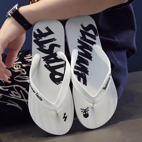 2021 Summer Casual Slippers Mens Personality Outer Wear Flip Flops Non-Slip Thick-Soled Beach Sandals and Slippers