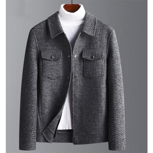 Autumn Winter Men Short Jacket Men Pocket Casual Man Blazer Jacket Mens Vintage Wool Blends Jacket Suits Tweed High Quality 3XL
