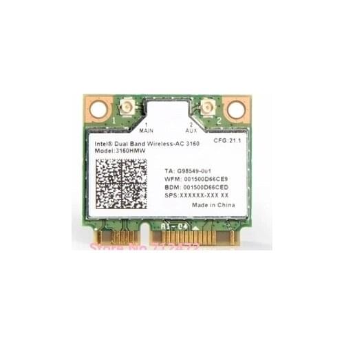 SSEA New Card for Intel Dual Band Wireless AC 3160 3160HMW 802.11ac Wifi + Bluetooth 4.0 Half Mini PCI-E 2.4G/5Ghz 433 Mbps