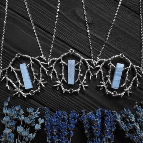 NEW Green/White Raw Quartz Branches Necklace Witch Pendant Fantasy Forest Jewelry Gothic Jewellery Statement Wedding Magic