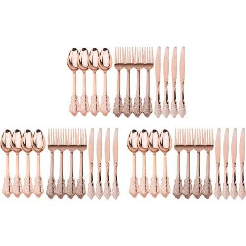 36 Pieces Disposable Plastic Forks Spoons Knifes Party Decorations Rose Gold