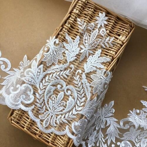 Off white flat embroidered lace accessories wedding veil jewelry DIY lace material creative background cloth