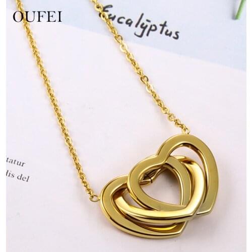 OUFEIHeart-shaped Pendant Necklace Stainless Steel Rose Gold long necklace Chocker Valentines For Women Wholesale Jewelry custom
