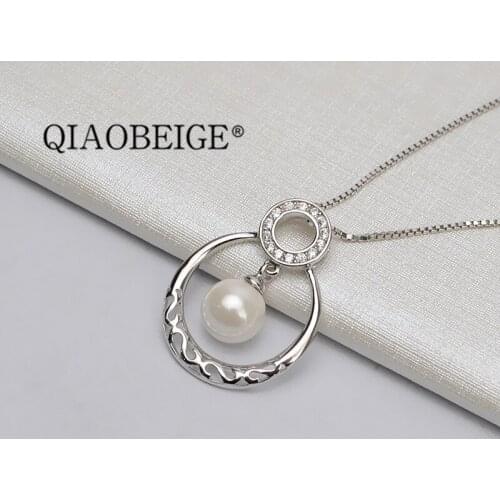 QIAOBEIGE China Custom diy handmade Charm Silver 925 snowman Pendant Necklace Mount For Pearl Pearl Necklace 6-8mm