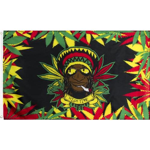 Reggae Rasta Hippie Band high time 420 somewhere Indian smoke weed FlagFor Bar Party Music Festival Tattoo Shop