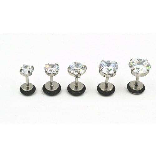 50pcs Stainless Steel Body jewelry Ear Stud Fake Ear Plugs Cheat Tunnels Illussion Plugs CZ Gems Free Shippment