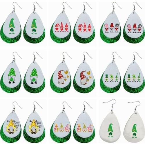 St Patricks Day Faux Leather Earrings Gonmes Leaf Printed Earrings 2021
