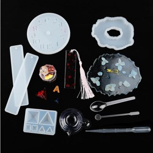 Mixed Style Silicone Epoxy Resin Casting Molds UV Tool Measuring Cups Disposable Transfer Pipettes DIY Jewelry Making Supplies