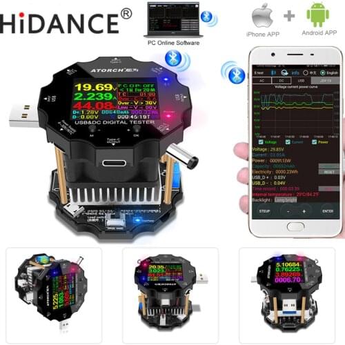 18650 battery tester electronic load capacity monitor indicator discharge charge usb meter 12v power supply checker Color APP
