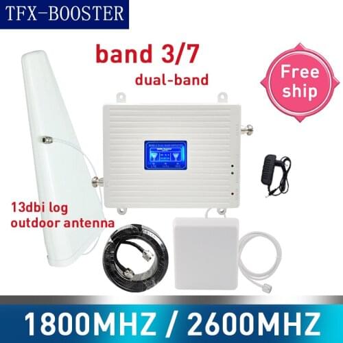 TFX-BOOSTER 1800/2600mhz signal booster DCS LTE 2G 3G 4G GSM dual-Band Cellular Mobile amplifier 9dbi panel indoor antenna