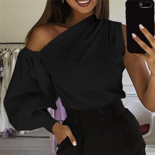 Summer Top Women Sexy One Off Shoulder Women Tops And Blouses Long Lantern Sleeve Solid Color Shirts Casual Elegant Club Blusas