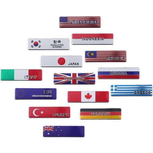 UK USA ITALY FRANCE GERMAN JAPAN GREECE SWEDEN RUSSIA TURKEY Sweden EU National Flag Aluminum Car Sticker Motorcycles Decal