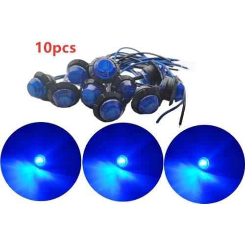 10pieces Blue 12V 24v 0.75" Sealed led Truck trailer bus Lorry side Marker Clearance Lamp caravan external light SAE P2 PC DOT