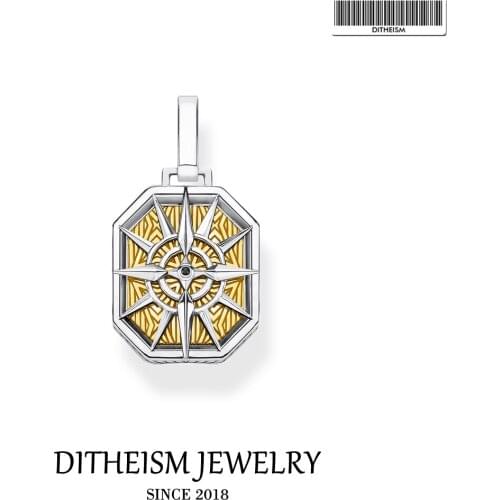 Pendant Life Compass 925 Sterling Silver Golden Color Vintage Fine Jewelry Europe Style Bijoux Dog Tag Lucky Gift For Women Men