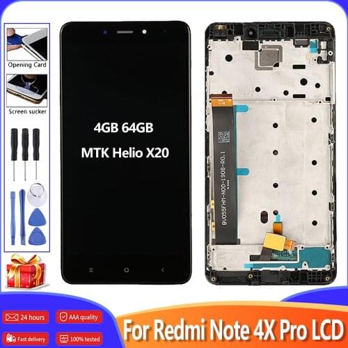 5.5" AAA+++ For Xiaomi Redmi Note 4X Pro LCD Display Touch Screen Digitizer For Redmi Note 4X 4GB 64GB MTK Helio X20 LCD+Frame