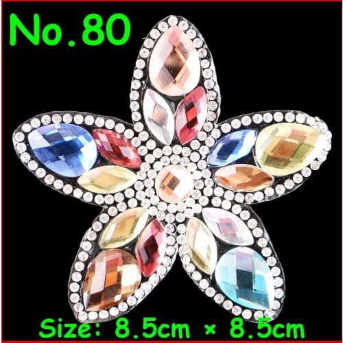 1 Pcs/Lot Color Flower Motif Rhinestones Hot Fix Iron on Crystal Patch For Women Wedding Dress Kids Clothes T Shirts DIY Garment