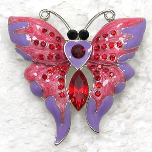 12pcs/lot Wholesale Fashion brooch Butterfly Enamel Rhinestone Pin brooches C102004