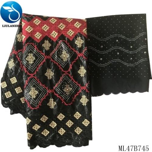 LIULANZHI African Fabric Jacquard Fabric Heavy Stones Bazin Fabric with Scarf Blue Color Women Basin 5+2yards/lot ML47B745