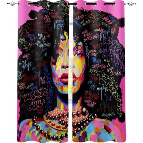 African Women Painted Window Treatments Curtains Valance Living Room Bathroom Bedroom Kids Room Curtain Window Treatment