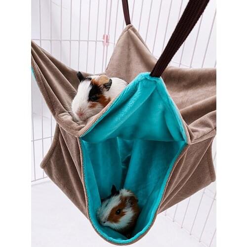 Double Plush Pet Hammock Mini Hanging Warm Nest For Cat Bunny Guinea Pig Squirrel Cage Accessory Small Animal Hanging Bed Swing