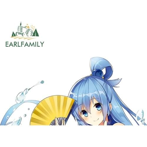 EARLFAMILY 13cm x 6.1cm for KonoSuba Aqua Vinyl Car Stickers Bumper Window Trunk Scratch-proof Waterproof Decal for Vehicle
