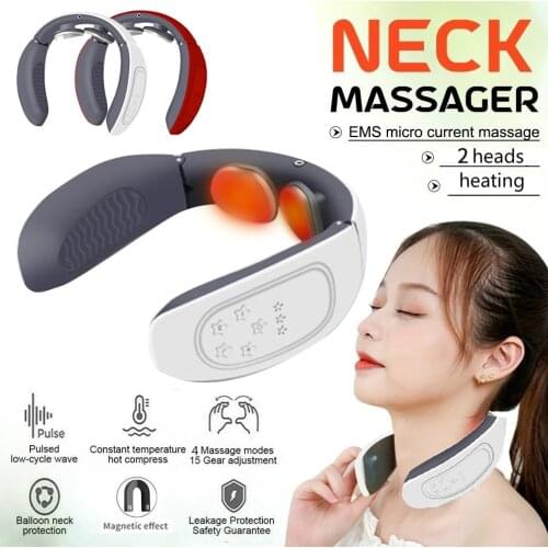 2 Heads Electric Neck Massager Pain Relief Tool Health Care Relaxation Hot Compress Pulse Cervical Vertebra Physiotherapy