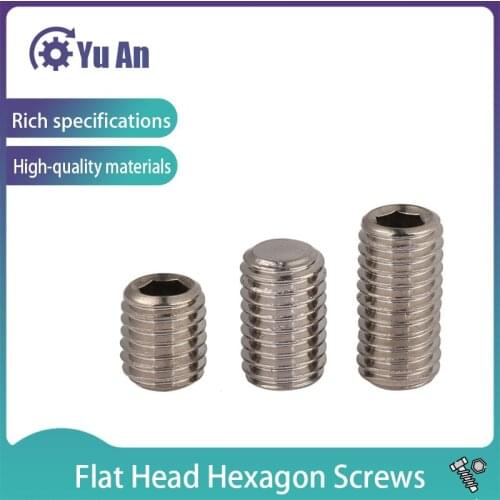 Gb77 304 Stainless Steel Flat End Hexagon Set Screw Flat Head Cap Screw M3-m10 20PCS