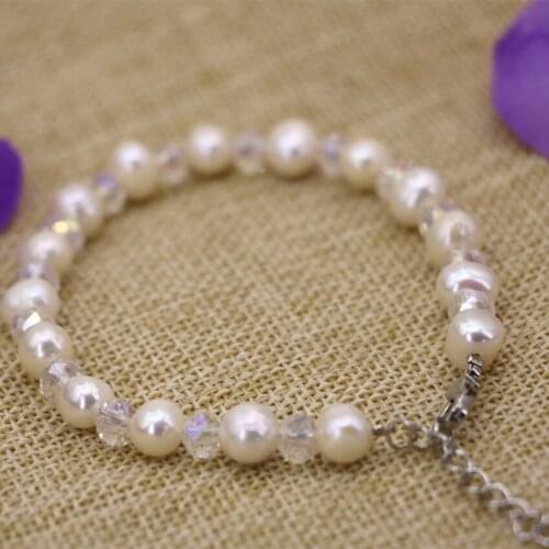 High quality women original bracelet natural white pearl beads 7-8mm diy clasp bangle weddings party gifts jewelry 7.5inch B3141