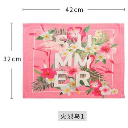 4 pcs Flamingo cotton mat napkin insulation anti-hot anti-slip mat American pastoral wind table cloth mat bowl pad pad pad mat