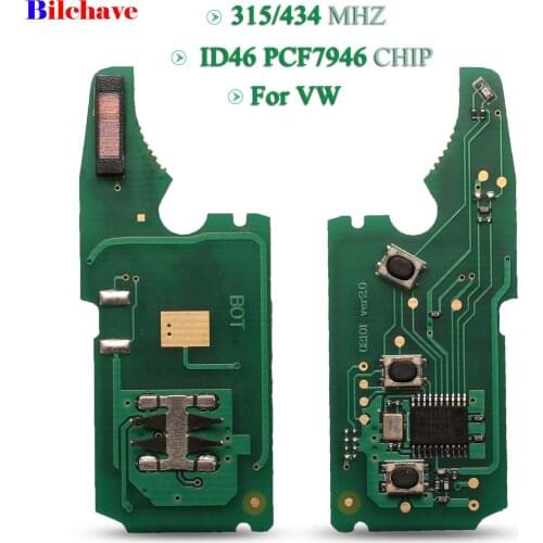 Bilchave 3/4 Buttons Remote Car Key Circuit Board 315/434Mhz PCF7946 Fob For VW HTAG2 OLKSWAGEN Touareg Phaeton 2002-2010