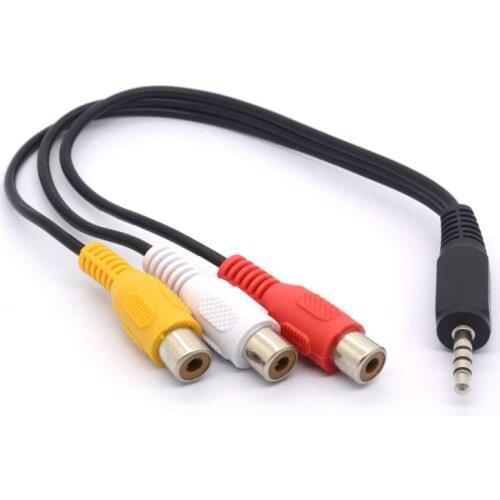 LBSC 3.5 to RCA Audio Splitter Cable, 3.5mm Mini 1/8" TRS Stereo Male to 3 RCA Female Jack Adapter Cord - 25cm