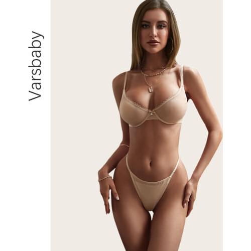 Varsbaby Lace Lingerie Set Sexy Womens Underwear See Through Bra Party Sets Lace Black Lingerie Bra Set Underwear Set