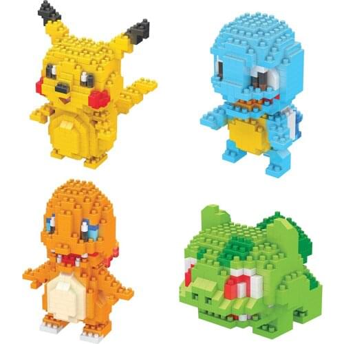 DIY Block Pokemon Building Blocks Pikachu Exquisite Toy With Box Figure Doll Fun Plastic Model Charmander Squirtle Bulbasaur Toy